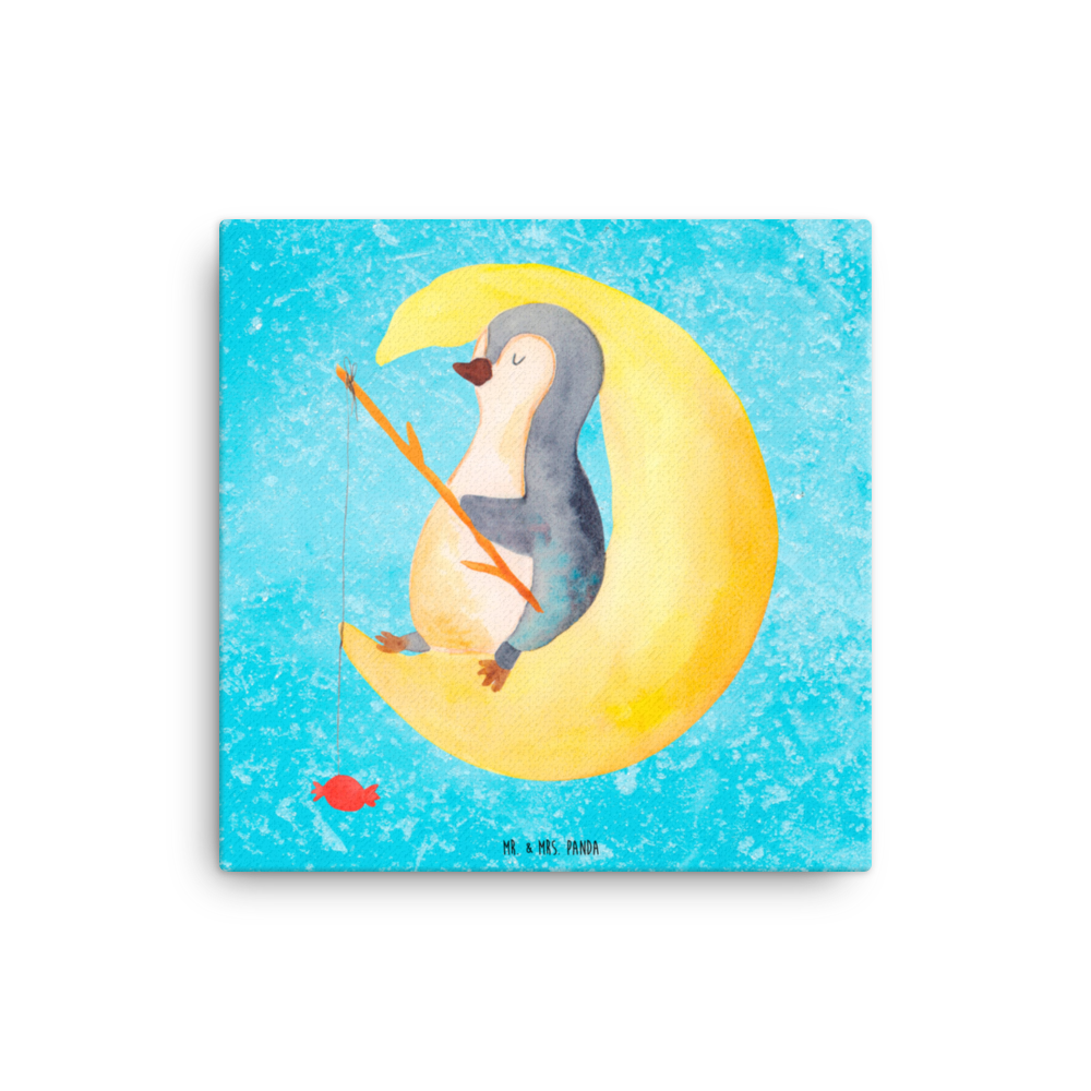 Leinwand Bild Pinguin Mond Leinwand, Bild, Kunstdruck, Wanddeko, Dekoration, Pinguin, Pinguine, Spruch, schlafen, Nachtruhe, Einschlafen, Schlafzimmer, Schlafstörungen, Gästezimmer