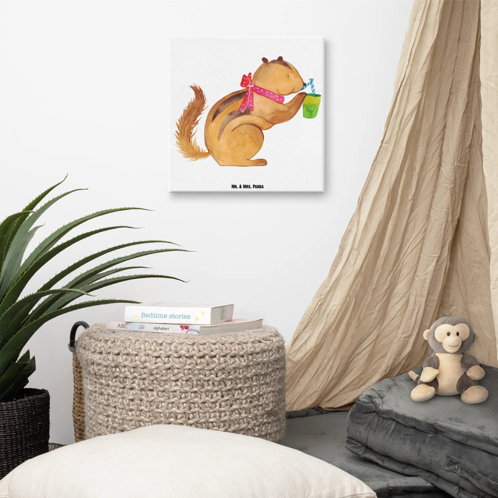 Leinwand Bild Eichhörnchen Smoothie Leinwand, Bild, Kunstdruck, Wanddeko, Dekoration, Tiermotive, Gute Laune, lustige Sprüche, Tiere, Green Smoothies, Diät, Abnehmen, Streifenhörnchen, Eichhörnchen