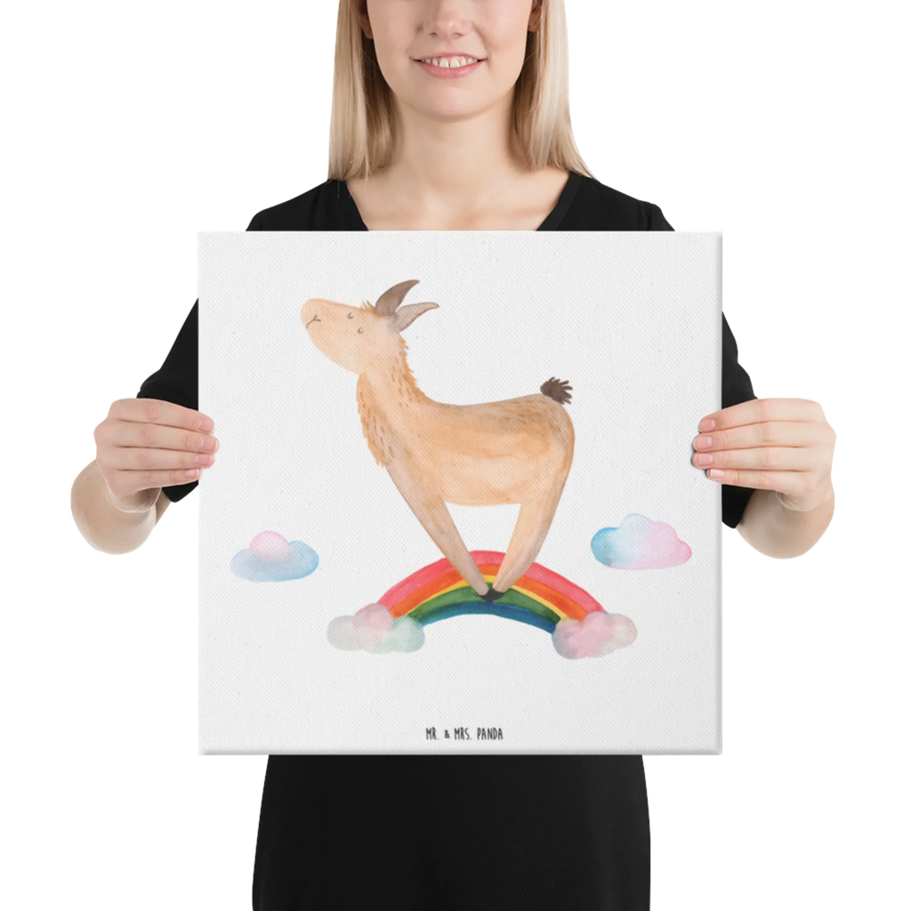 Leinwand Bild Lama Regenbogen Leinwand, Bild, Kunstdruck, Wanddeko, Dekoration, Lama, Alpaka, Lamas, Regenbogen, Haters gonna hate, Haters, Selbstständig, Außenseiter, Schule, Abi, Hobby, Wolkenland, Freiheit