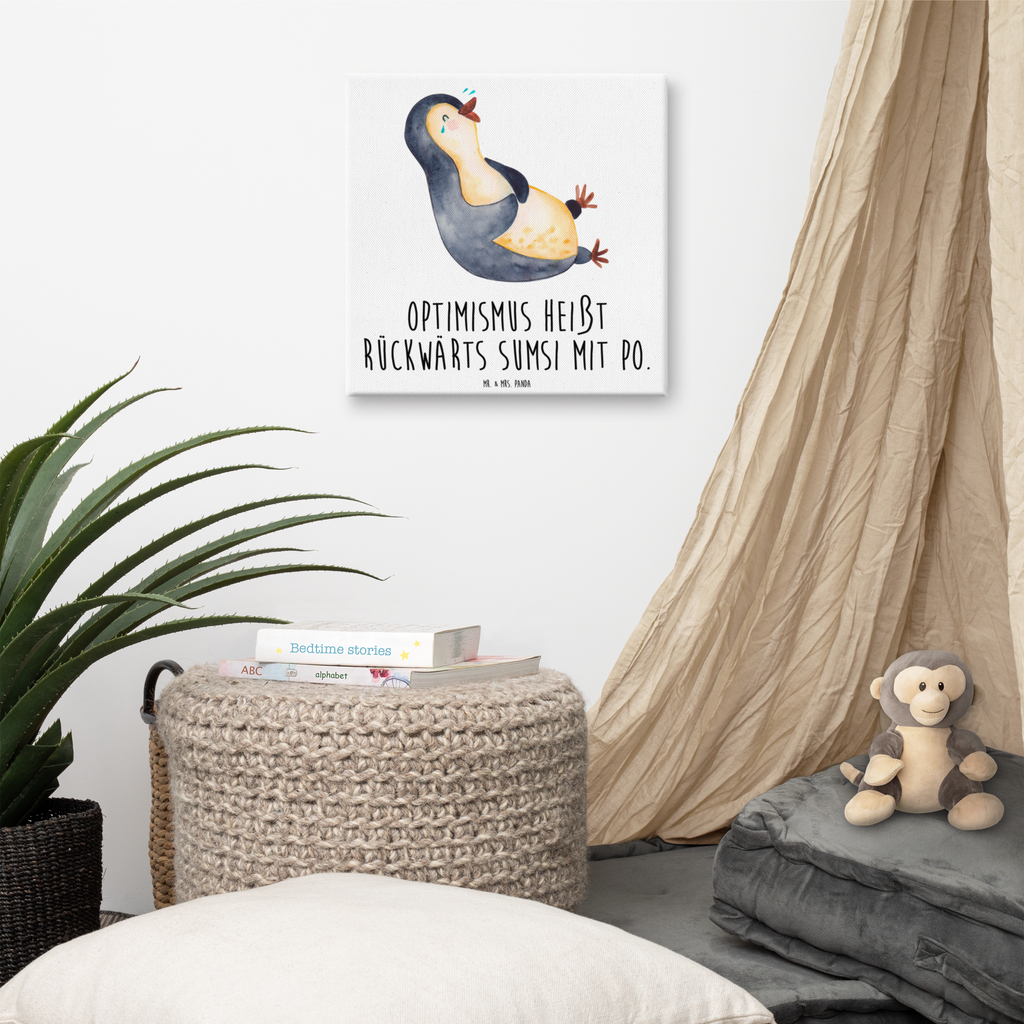 Leinwand Bild Pinguin lachend Leinwand, Bild, Kunstdruck, Wanddeko, Dekoration, Pinguin, Pinguine, lustiger Spruch, Optimismus, Fröhlich, Lachen, Humor, Fröhlichkeit