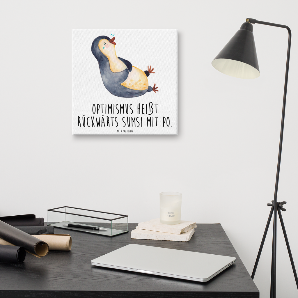 Leinwand Bild Pinguin lachend Leinwand, Bild, Kunstdruck, Wanddeko, Dekoration, Pinguin, Pinguine, lustiger Spruch, Optimismus, Fröhlich, Lachen, Humor, Fröhlichkeit