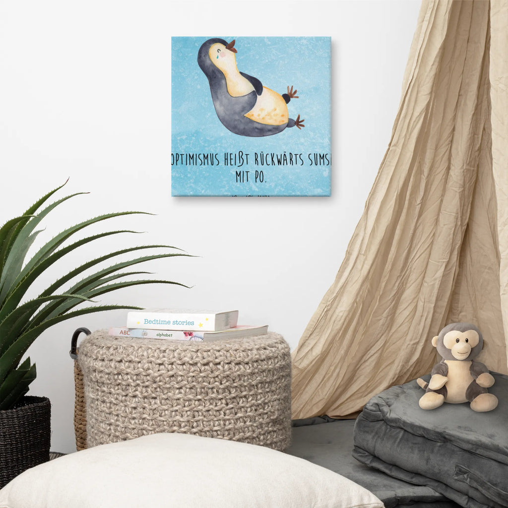 Leinwand Bild Pinguin lachend Leinwand, Bild, Kunstdruck, Wanddeko, Dekoration, Pinguin, Pinguine, lustiger Spruch, Optimismus, Fröhlich, Lachen, Humor, Fröhlichkeit