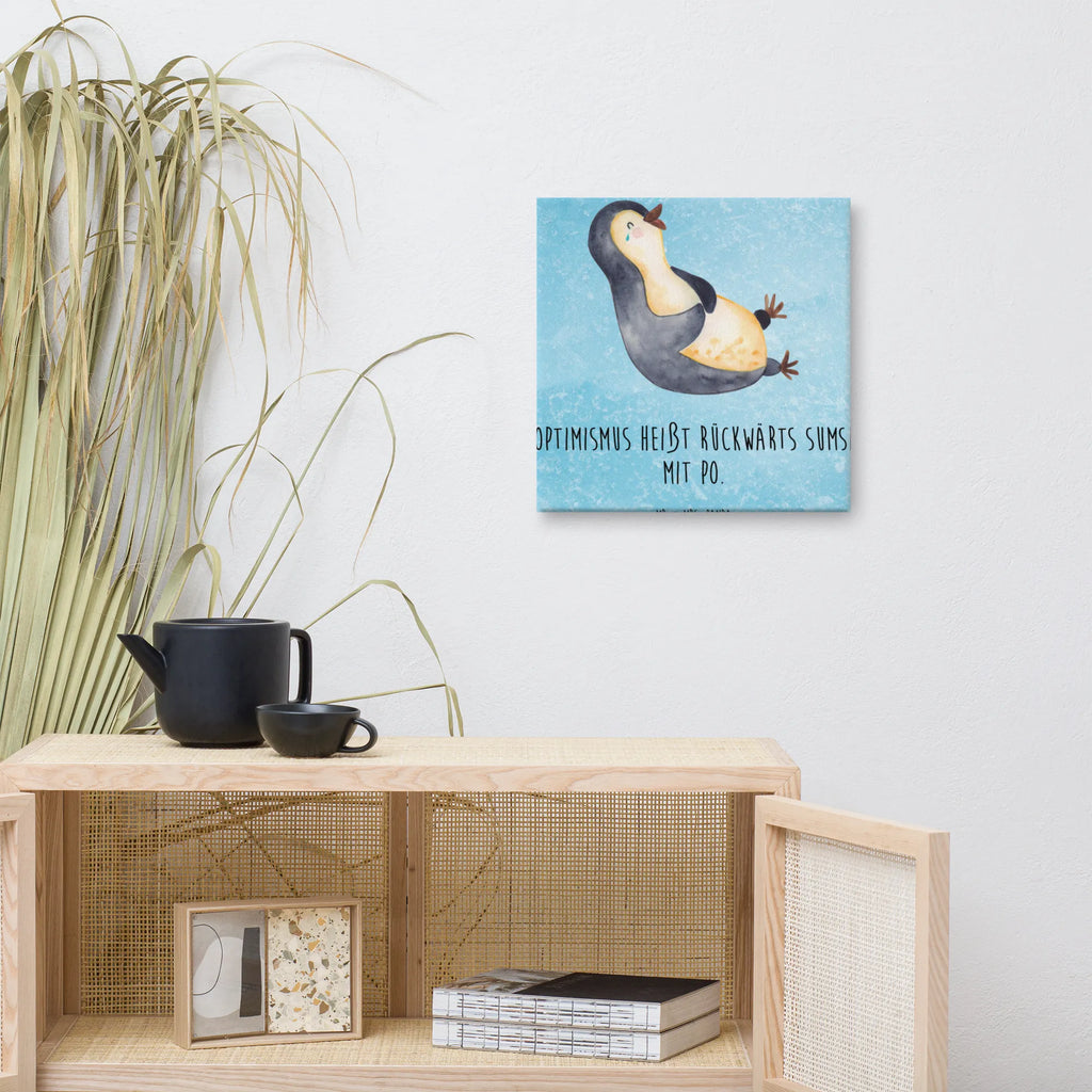 Leinwand Bild Pinguin lachend Leinwand, Bild, Kunstdruck, Wanddeko, Dekoration, Pinguin, Pinguine, lustiger Spruch, Optimismus, Fröhlich, Lachen, Humor, Fröhlichkeit