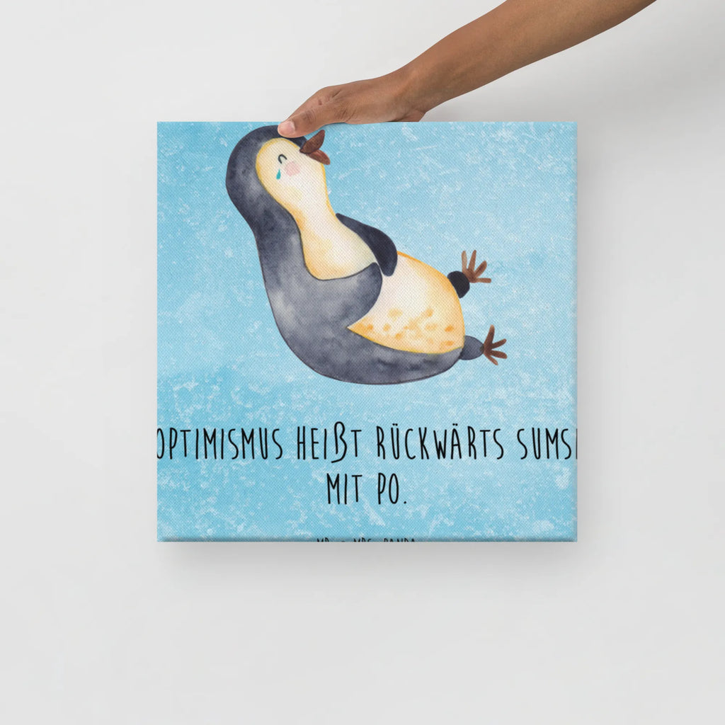 Leinwand Bild Pinguin lachend Leinwand, Bild, Kunstdruck, Wanddeko, Dekoration, Pinguin, Pinguine, lustiger Spruch, Optimismus, Fröhlich, Lachen, Humor, Fröhlichkeit