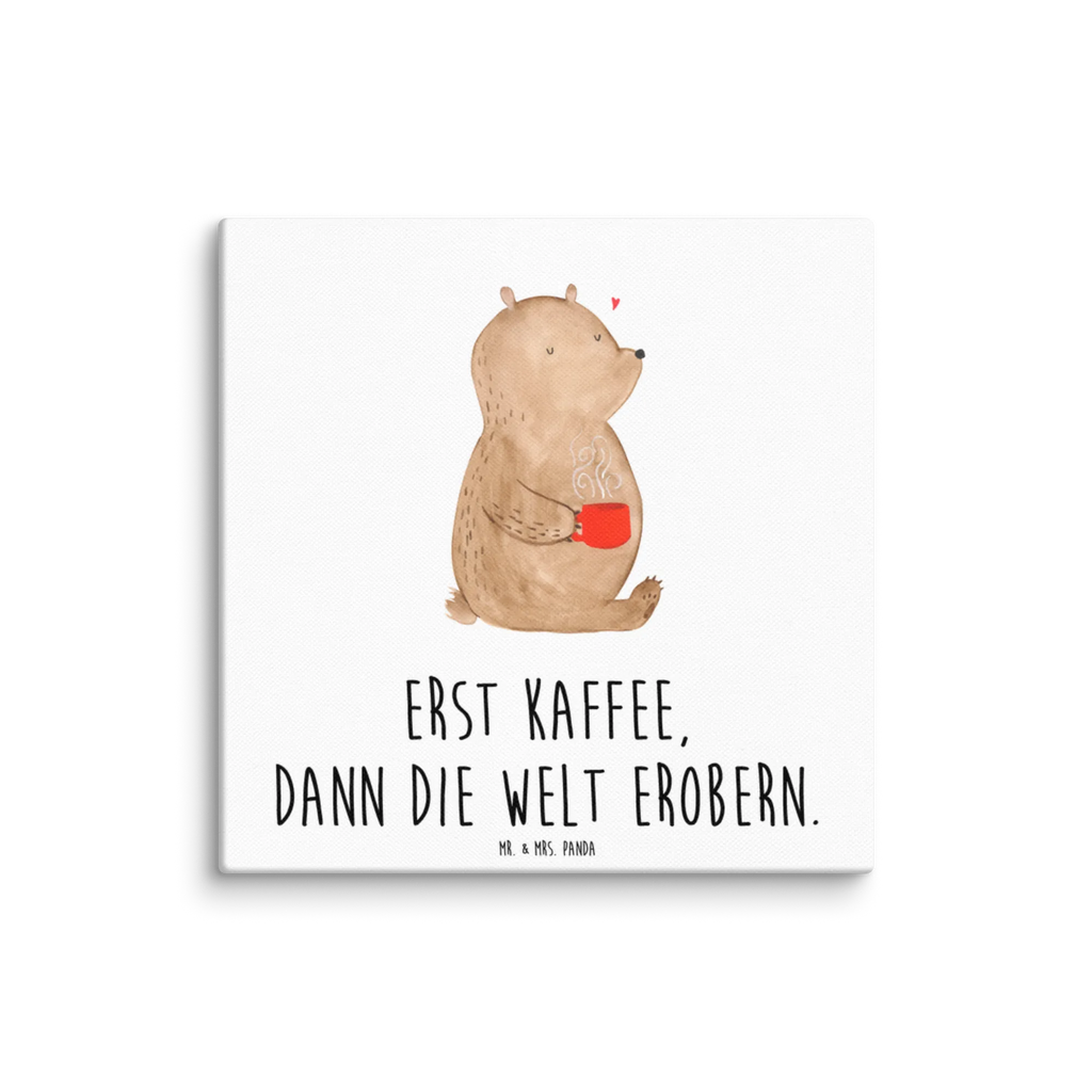 Leinwand Bild Bär Kaffee Leinwand, Bild, Kunstdruck, Wanddeko, Dekoration, Bär, Teddy, Teddybär, Kaffee, Coffee, Bären, guten Morgen, Morgenroutine, Welt erobern, Welt retten, Motivation