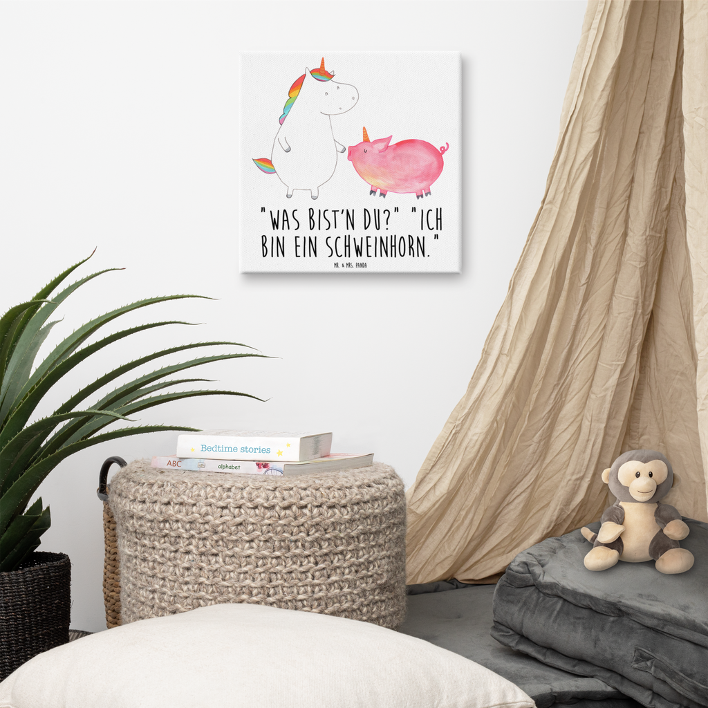 Leinwand Bild Einhorn + Schweinhorn Leinwand, Bild, Kunstdruck, Wanddeko, Dekoration, Einhorn, Einhörner, Einhorn Deko, Pegasus, Unicorn, Freundschaft, Schweinhorn, Schwein, Freundin, Schweinchen