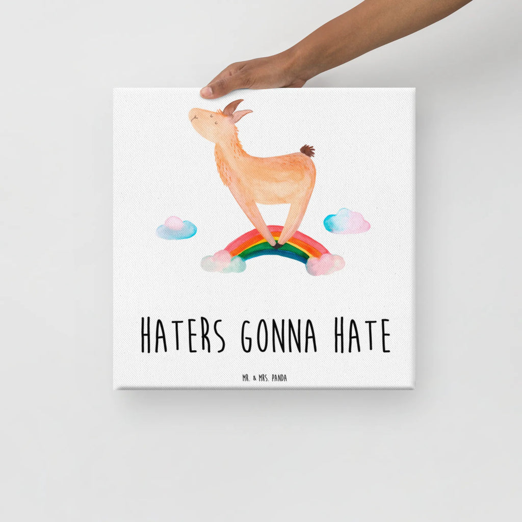 Leinwand Bild Lama Regenbogen Leinwand, Bild, Kunstdruck, Wanddeko, Dekoration, Lama, Alpaka, Lamas, Regenbogen, Haters gonna hate, Haters, Selbstständig, Außenseiter, Schule, Abi, Hobby, Wolkenland, Freiheit