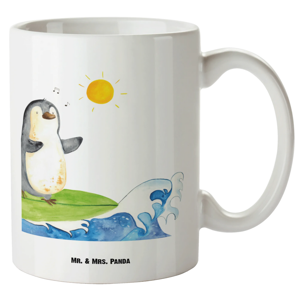 XL Tasse Pinguin Surfer XL Tasse, Große Tasse, Grosse Kaffeetasse, XL Becher, XL Teetasse, spülmaschinenfest, Jumbo Tasse, Groß, Pinguin, Pinguine, surfen, Surfer, Hawaii, Urlaub, Wellen, Wellen reiten, Portugal