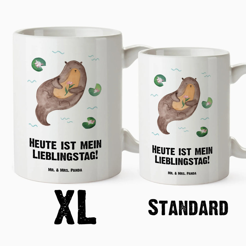 XL Tasse Otter mit Seerose XL Tasse, Große Tasse, Grosse Kaffeetasse, XL Becher, XL Teetasse, spülmaschinenfest, Jumbo Tasse, Groß, Otter, Fischotter, Seeotter, Otter Seeotter See Otter