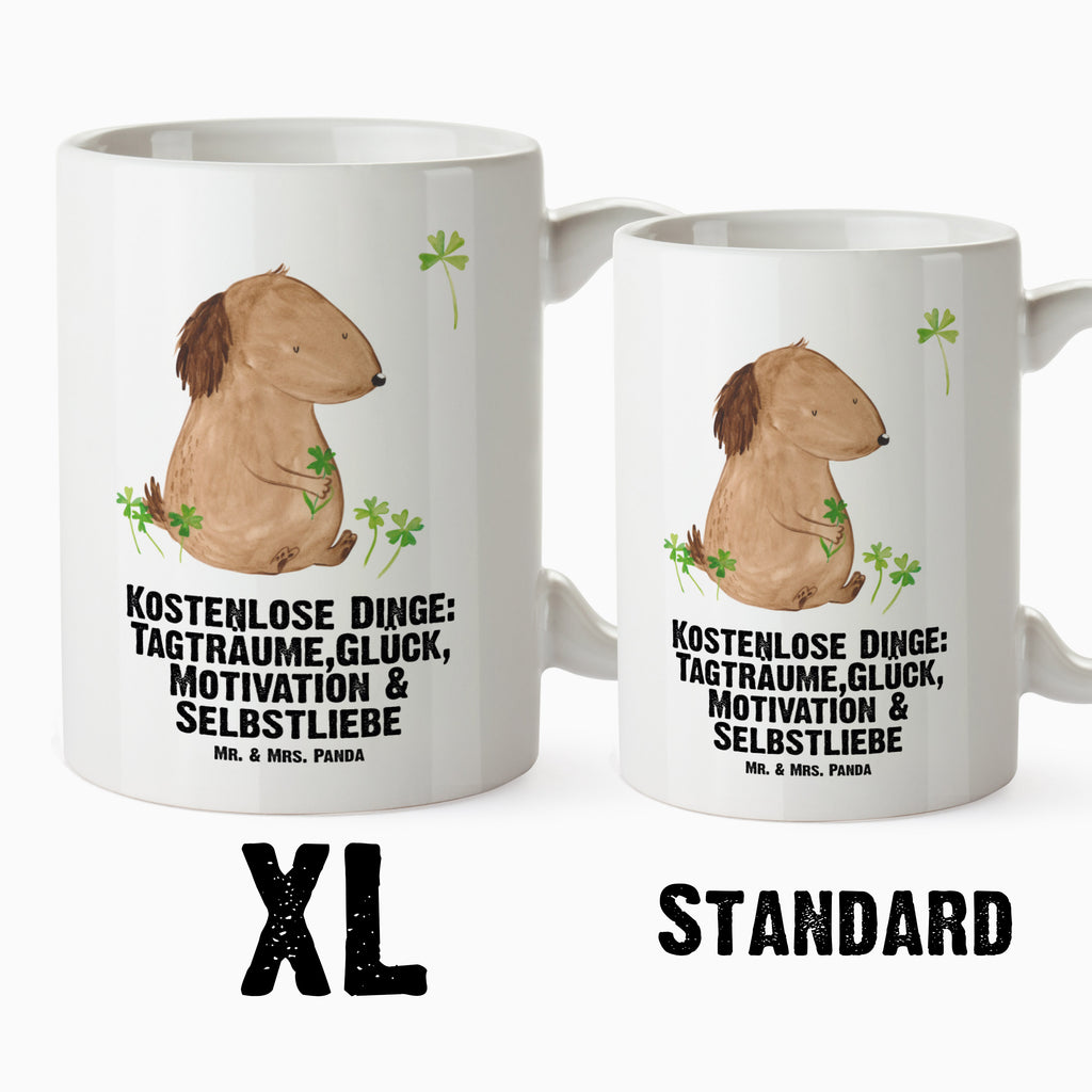 XL Tasse Hund Kleeblatt XL Tasse, Große Tasse, Grosse Kaffeetasse, XL Becher, XL Teetasse, spülmaschinenfest, Jumbo Tasse, Groß, Hund, Hundemotiv, Haustier, Hunderasse, Tierliebhaber, Hundebesitzer, Sprüche, Kleeblatt, Glück, Tagträume, Motivation, Neuanfang, Geschenk, Glücksbringer, Selbstliebe, Achtsamkeit