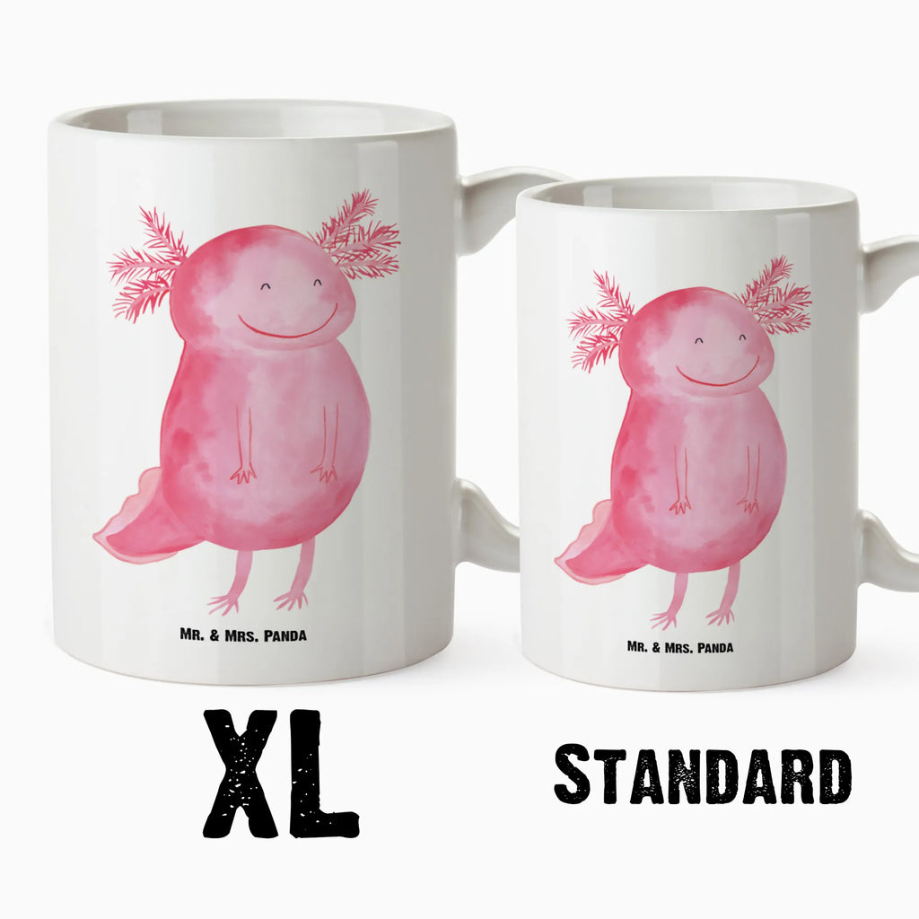 XL Tasse Axolotl glücklich XL Tasse, Große Tasse, Grosse Kaffeetasse, XL Becher, XL Teetasse, spülmaschinenfest, Jumbo Tasse, Groß, Axolotl, Molch, Axolot, Schwanzlurch, Lurch, Lurche, Motivation, gute Laune