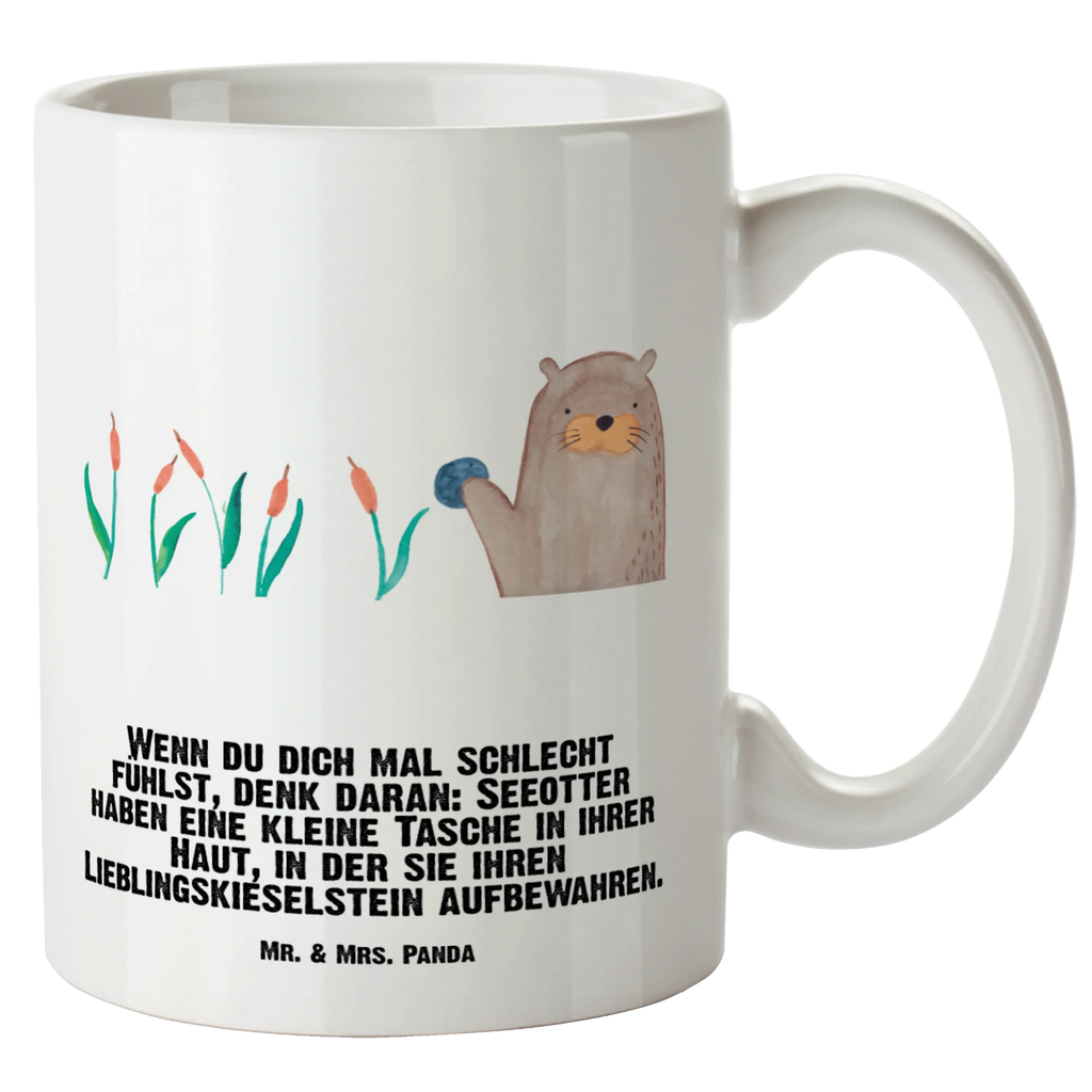 XL Tasse Otter mit Stein XL Tasse, Große Tasse, Grosse Kaffeetasse, XL Becher, XL Teetasse, spülmaschinenfest, Jumbo Tasse, Groß, Otter, Fischotter, Seeotter, Otter Seeotter See Otter