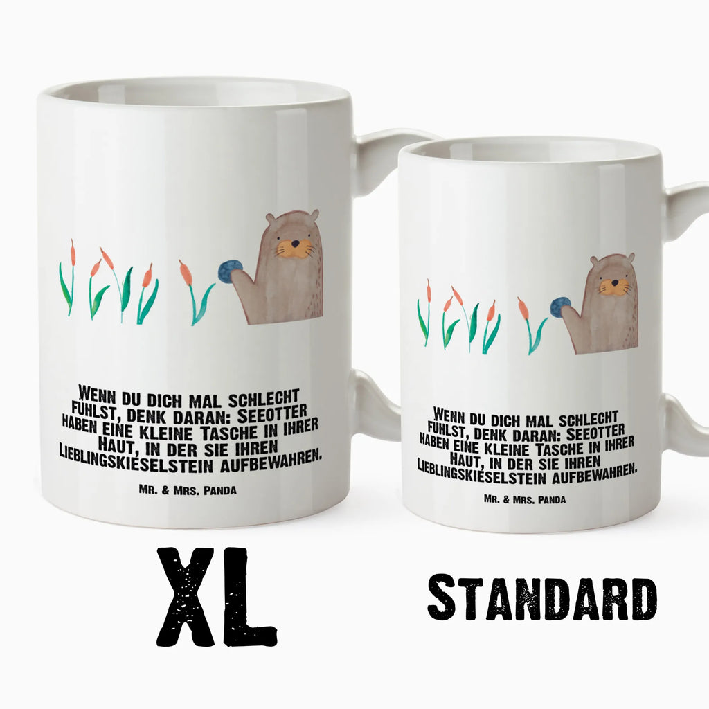 XL Tasse Otter mit Stein XL Tasse, Große Tasse, Grosse Kaffeetasse, XL Becher, XL Teetasse, spülmaschinenfest, Jumbo Tasse, Groß, Otter, Fischotter, Seeotter, Otter Seeotter See Otter