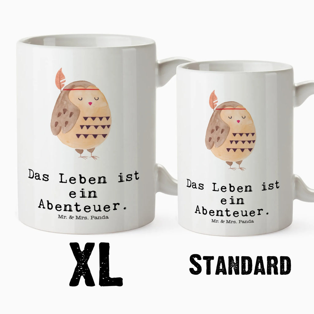 XL Tasse Eule Federschmuck XL Tasse, Große Tasse, Grosse Kaffeetasse, XL Becher, XL Teetasse, spülmaschinenfest, Jumbo Tasse, Groß, Eule, Eule Deko, Owl, Das Leben ist ein Abenteuer, Reisespruch, Federschmuck, Dekoration