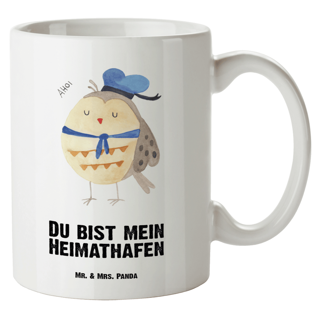 XL Tasse Eule Matrosen XL Tasse, Große Tasse, Grosse Kaffeetasse, XL Becher, XL Teetasse, spülmaschinenfest, Jumbo Tasse, Groß, Eule, Eule Spruch, Eule Deko, Owl, Wortspiel lustig, Matrose, Freundin, Ehe, Seefahrer, Heimathafen, Hochzeitstag Geschenk