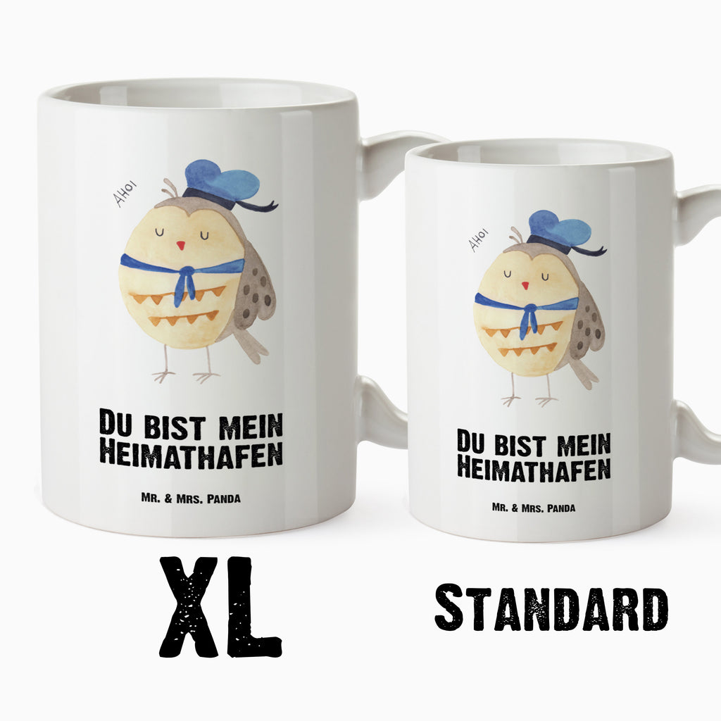 XL Tasse Eule Matrosen XL Tasse, Große Tasse, Grosse Kaffeetasse, XL Becher, XL Teetasse, spülmaschinenfest, Jumbo Tasse, Groß, Eule, Eule Spruch, Eule Deko, Owl, Wortspiel lustig, Matrose, Freundin, Ehe, Seefahrer, Heimathafen, Hochzeitstag Geschenk