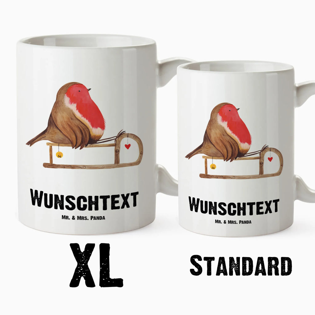 Personalisierte XL Tasse Rotkehlchen Schlitten Personalisierte XL Tasse, Personalisierte Große Tasse, Personalisierte Grosse Kaffeetasse, PErsonalisierter XL Becher, XL Teetasse mit Namen, XL Becher mit Namen, spülmaschinenfest, Jumbo Tasse, Groß, Personalisiert, XL Tasse mit Namen, XL Namenstasse, Jumbo Namenstasse, Winter, Weihnachten, Weihnachtsdeko, Nikolaus, Advent, Heiligabend, Wintermotiv, Schlitten, Vogel