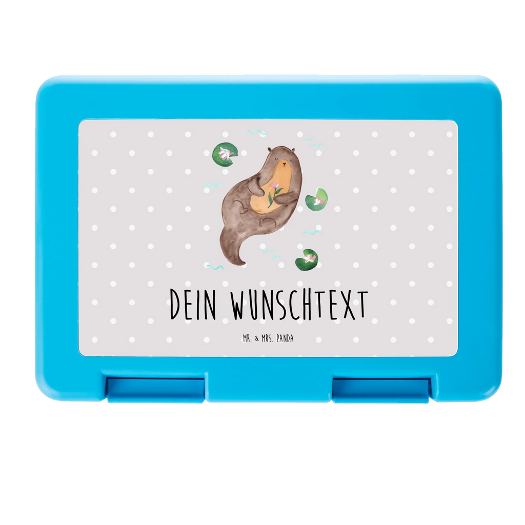 Personalisierte Brotdose Otter mit Seerose Brotdose personalisiert, Brotbox, Snackbox, Lunch box, Butterbrotdose, Brotzeitbox, Otter, Fischotter, Seeotter, Otter Seeotter See Otter