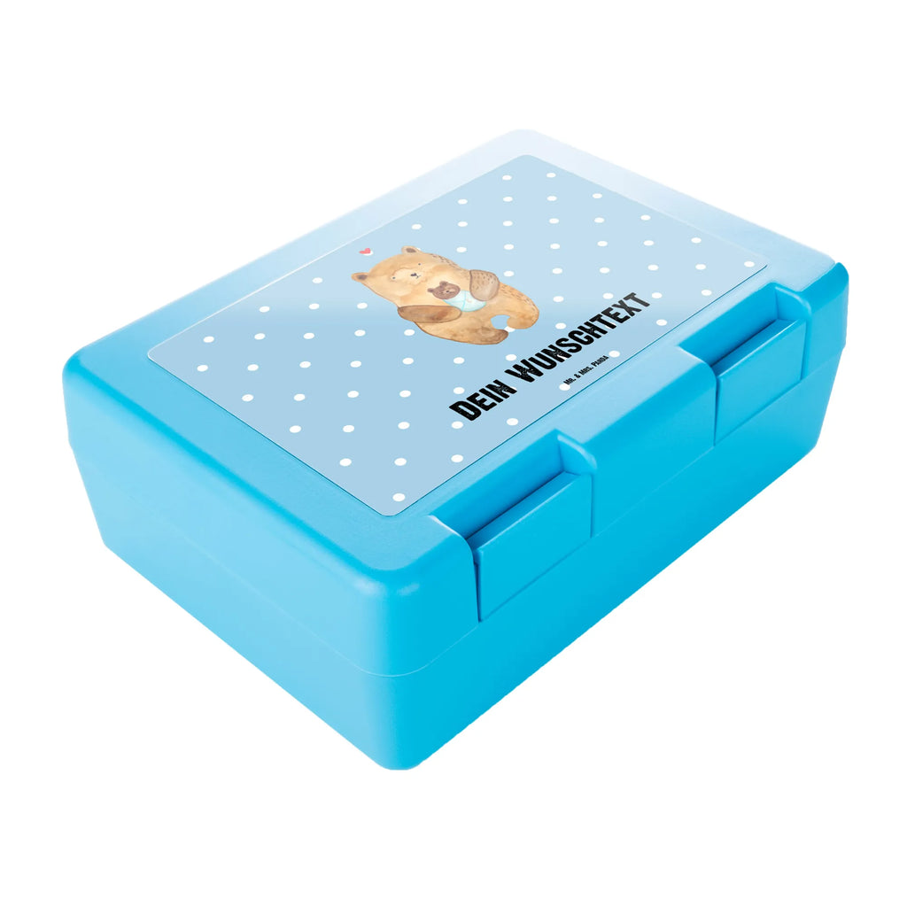 Personalisierte Brotdose Bär mit Baby Brotdose personalisiert, Brotbox, Snackbox, Lunch box, Butterbrotdose, Brotzeitbox, Bär, Teddy, Teddybär, Eltern, Mutter, Baby, Taufe, Geburt, Nichte, Neffe, Enkel, Enkelin, Täufling, Geburtstag, Glückwunsch