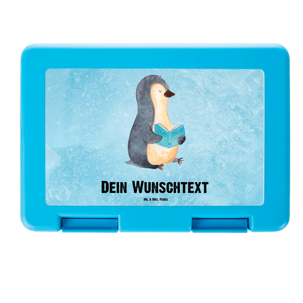 Personalisierte Brotdose Pinguin Buch Brotdose personalisiert, Brotbox, Snackbox, Lunch box, Butterbrotdose, Brotzeitbox, Pinguin, Pinguine, Buch, Lesen, Bücherwurm, Nichtstun, Faulenzen, Ferien, Urlaub, Freizeit