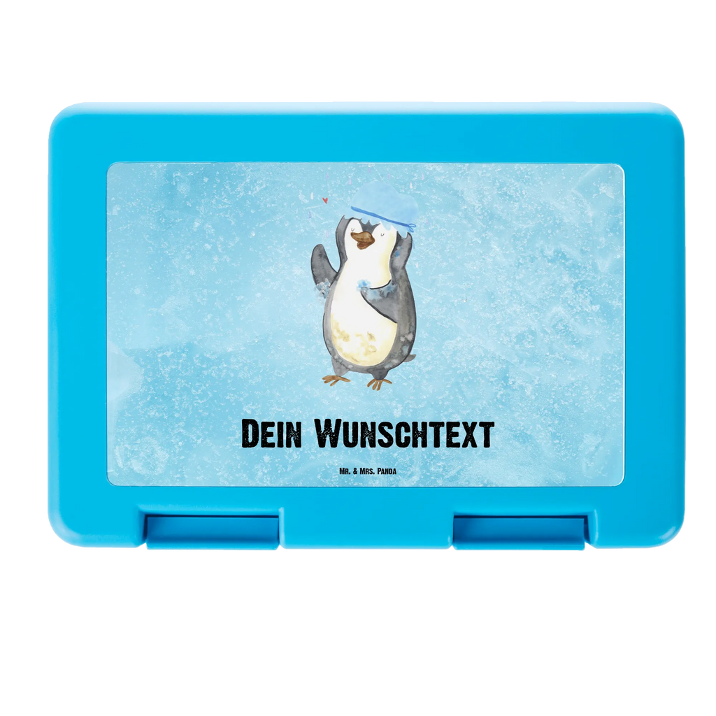 Personalisierte Brotdose Pinguin duscht Brotdose personalisiert, Brotbox, Snackbox, Lunch box, Butterbrotdose, Brotzeitbox, Pinguin, Pinguine, Dusche, duschen, Lebensmotto, Motivation, Neustart, Neuanfang, glücklich sein