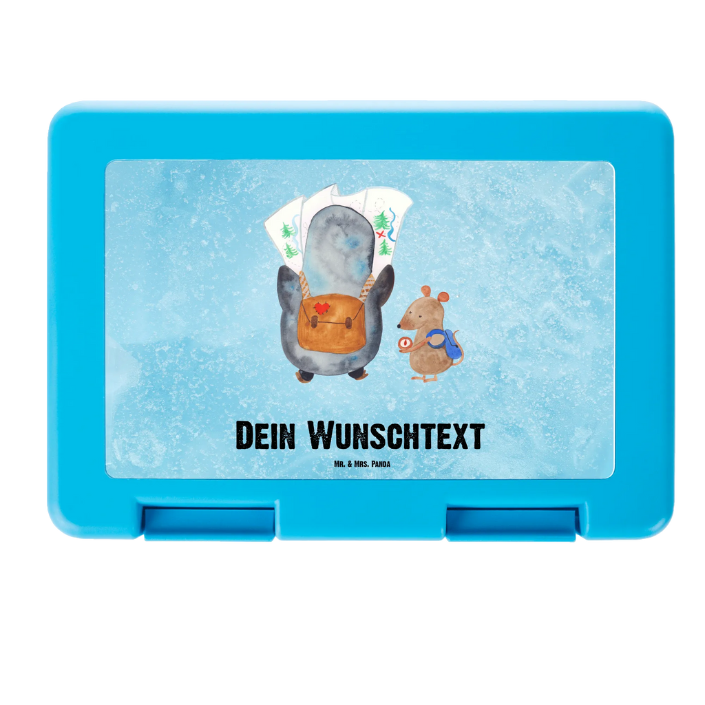 Personalisierte Brotdose Pinguin & Maus Wanderer Brotdose personalisiert, Brotbox, Snackbox, Lunch box, Butterbrotdose, Brotzeitbox, Pinguin, Pinguine, Abenteurer, Abenteuer, Roadtrip, Ausflug, Wanderlust, wandern