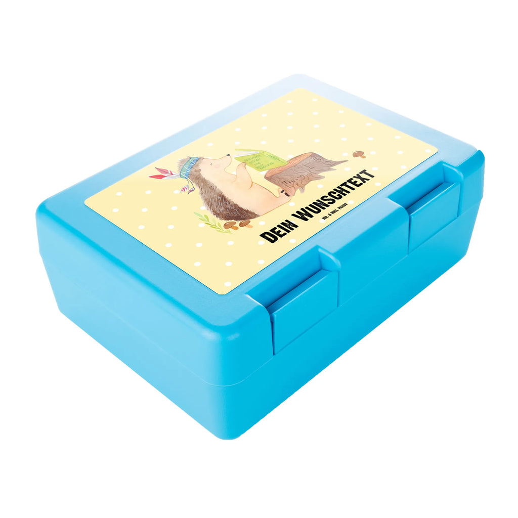 Personalisierte Brotdose Igel Indianer Brotdose personalisiert, Brotbox, Snackbox, Lunch box, Butterbrotdose, Brotzeitbox, Waldtiere, Tiere, Igel, Indianer, Abenteuer, Lagerfeuer, Camping