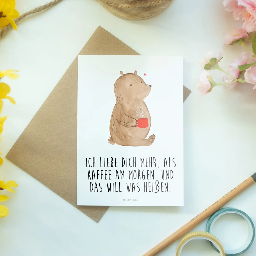 Greetings card bear morning coffee Grußkarte, Klappkarte, Einladungskarte, Glückwunschkarte, Hochzeitskarte, Geburtstagskarte, Karte, Ansichtskarten, Liebe, Partner, Freund, Freundin, Ehemann, Ehefrau, Heiraten, Verlobung, Heiratsantrag, Liebesgeschenk, Jahrestag, Hocheitstag, Valentinstag, Geschenk für Frauen, Hochzeitstag, Mitbringsel, Geschenk für Freundin, Geschenk für Partner, Liebesbeweis, für Männer, für Ehemann