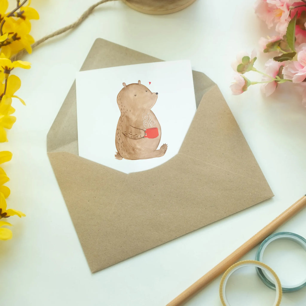 Greetings card bear morning coffee Grußkarte, Klappkarte, Einladungskarte, Glückwunschkarte, Hochzeitskarte, Geburtstagskarte, Karte, Ansichtskarten, Liebe, Partner, Freund, Freundin, Ehemann, Ehefrau, Heiraten, Verlobung, Heiratsantrag, Liebesgeschenk, Jahrestag, Hocheitstag, Valentinstag, Geschenk für Frauen, Hochzeitstag, Mitbringsel, Geschenk für Freundin, Geschenk für Partner, Liebesbeweis, für Männer, für Ehemann