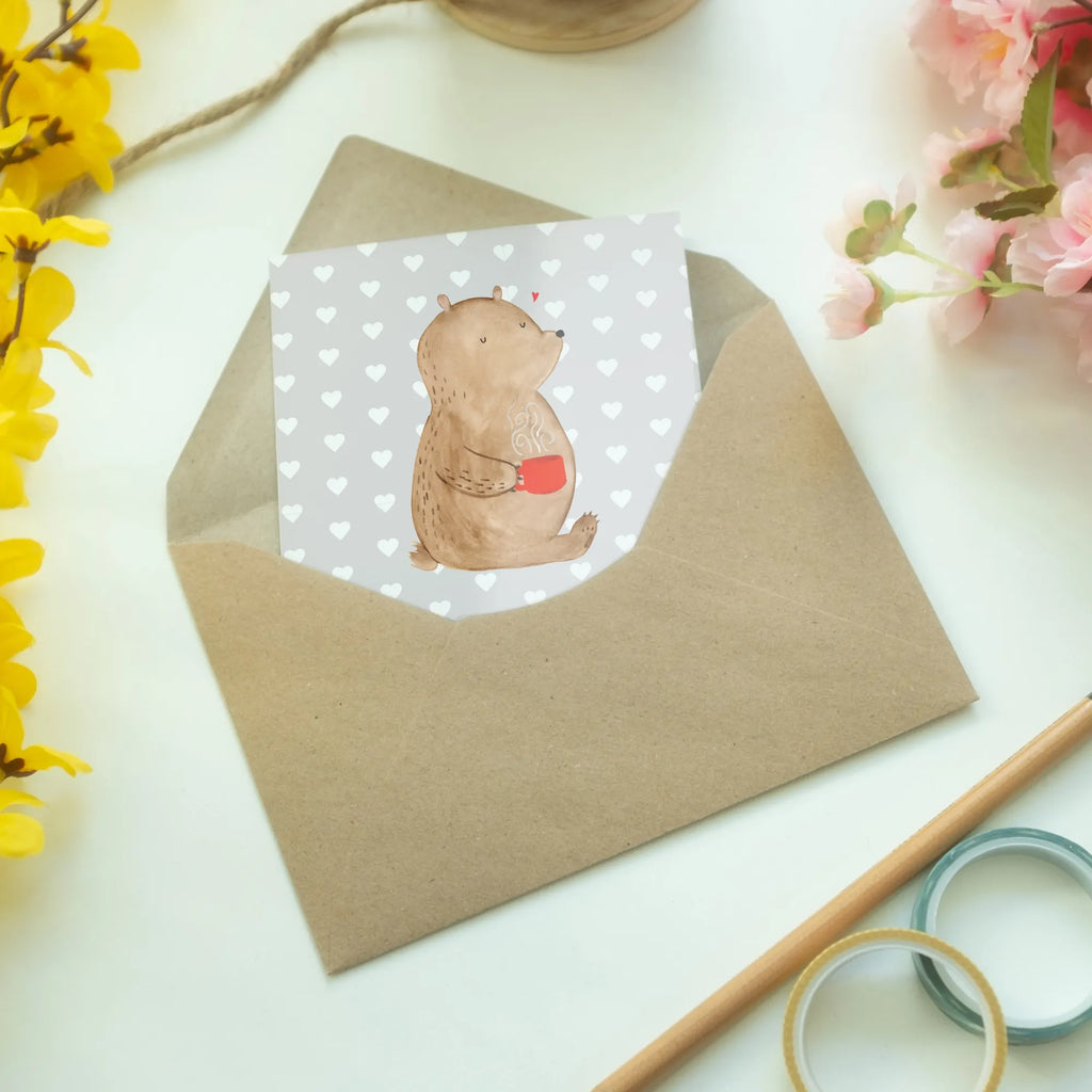 Greetings card bear morning coffee Grußkarte, Klappkarte, Einladungskarte, Glückwunschkarte, Hochzeitskarte, Geburtstagskarte, Karte, Ansichtskarten, Liebe, Partner, Freund, Freundin, Ehemann, Ehefrau, Heiraten, Verlobung, Heiratsantrag, Liebesgeschenk, Jahrestag, Hocheitstag, Valentinstag, Geschenk für Frauen, Hochzeitstag, Mitbringsel, Geschenk für Freundin, Geschenk für Partner, Liebesbeweis, für Männer, für Ehemann