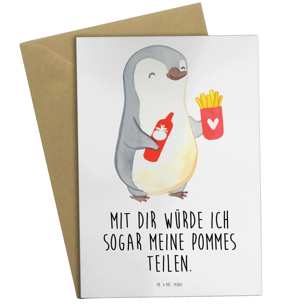 Grußkarte Pinguin Pommes Grußkarte, Klappkarte, Einladungskarte, Glückwunschkarte, Hochzeitskarte, Geburtstagskarte, Karte, Ansichtskarten, Liebe, Partner, Freund, Freundin, Ehemann, Ehefrau, Heiraten, Verlobung, Heiratsantrag, Liebesgeschenk, Jahrestag, Hocheitstag, Valentinstag, Geschenk für Frauen, Hochzeitstag, Mitbringsel, Geschenk für Freundin, Geschenk für Partner, Liebesbeweis, für Männer, für Ehemann