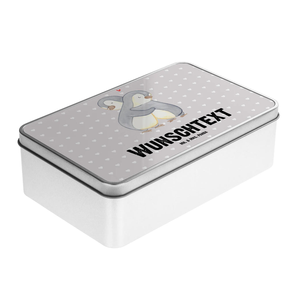 Personalised metal tin penguins Cuddle Personalisierte Metalldose, Dose mit Namen, Namensdose, Kiste mit Namen, Namenskiste, Liebe, Partner, Freund, Freundin, Ehemann, Ehefrau, Heiraten, Verlobung, Heiratsantrag, Liebesgeschenk, Jahrestag, Hocheitstag, Valentinstag, Geschenk für Frauen, Hochzeitstag, Mitbringsel, Geschenk für Freundin, Geschenk für Partner, Liebesbeweis, für Männer, für Ehemann