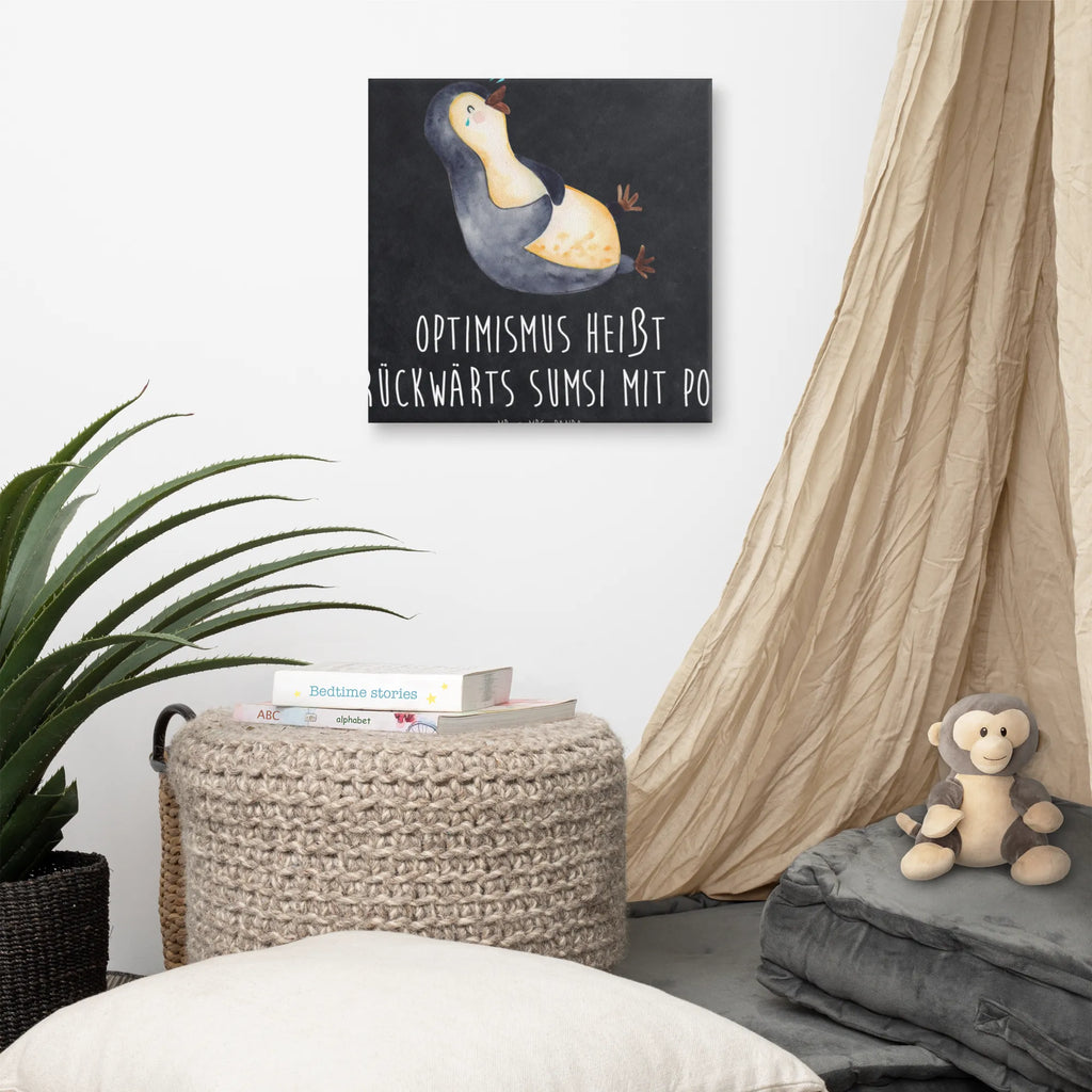 Leinwand Bild Pinguin lachend Leinwand, Bild, Kunstdruck, Wanddeko, Dekoration, Pinguin, Pinguine, lustiger Spruch, Optimismus, Fröhlich, Lachen, Humor, Fröhlichkeit