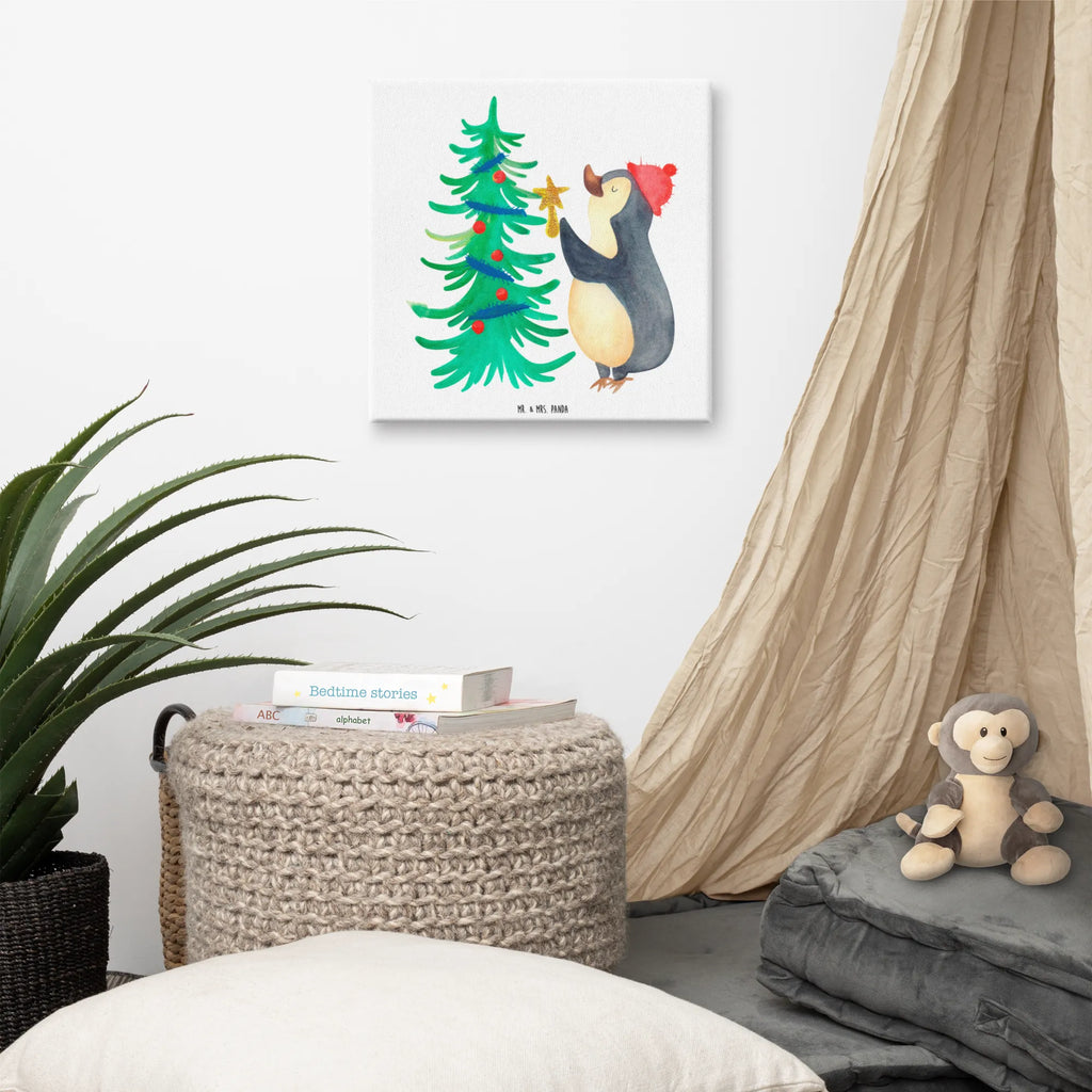 Leinwand Bild Pinguin Weihnachtsbaum Leinwand, Bild, Kunstdruck, Wanddeko, Dekoration, Winter, Weihnachten, Weihnachtsdeko, Nikolaus, Advent, Heiligabend, Wintermotiv, Pinguin