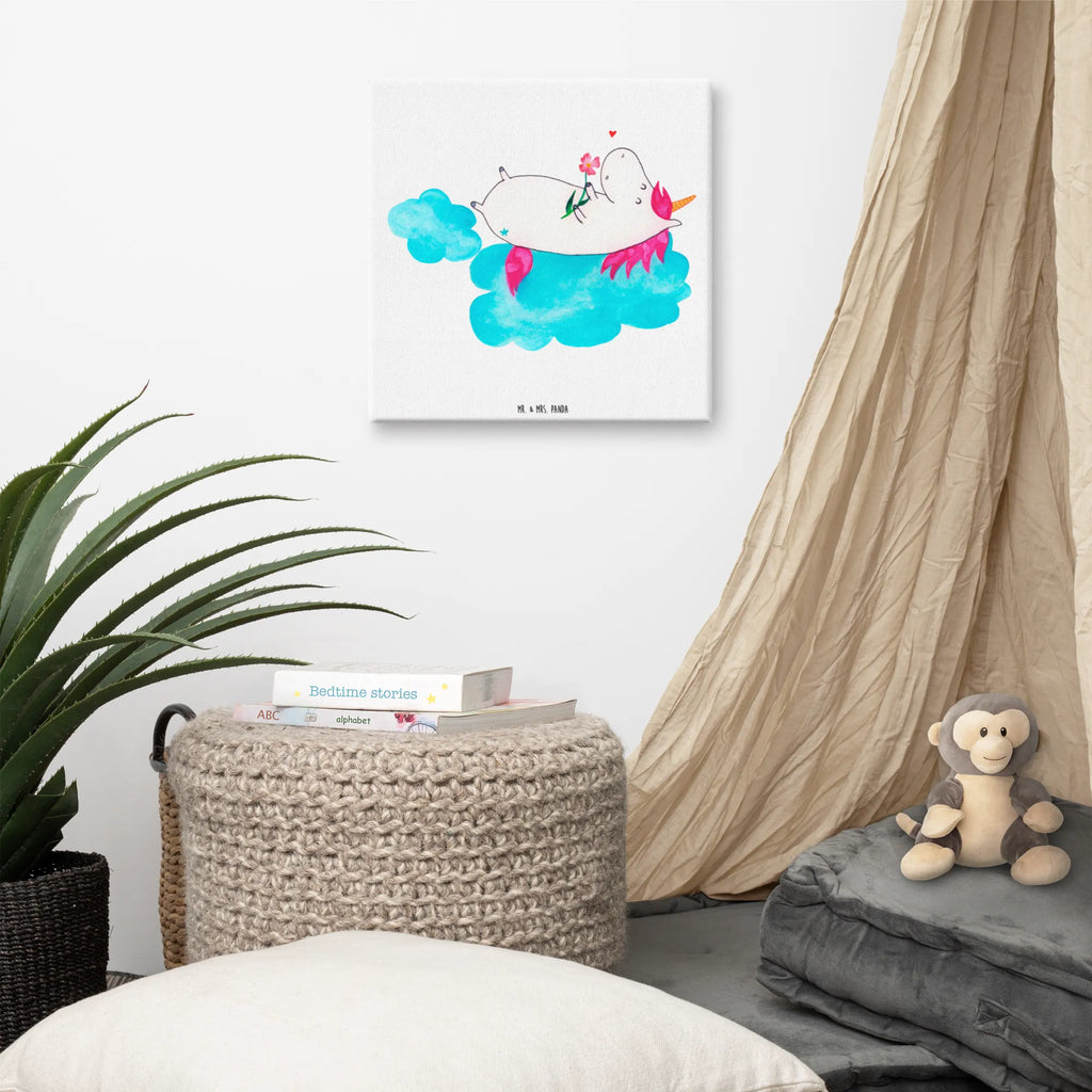 Leinwand Bild Einhorn verliebt auf Wolke Leinwand, Bild, Kunstdruck, Wanddeko, Dekoration, Einhorn, Einhörner, Einhorn Deko, Pegasus, Unicorn, verliebt, Liebe, Liebesbeweis, Freundin, Wolke