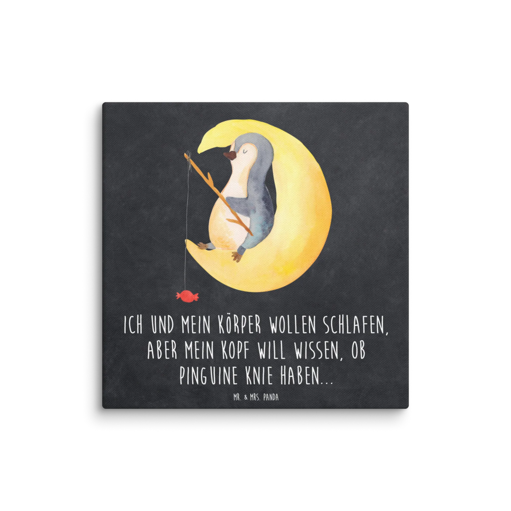 Leinwand Bild Pinguin Mond Leinwand, Bild, Kunstdruck, Wanddeko, Dekoration, Pinguin, Pinguine, Spruch, schlafen, Nachtruhe, Einschlafen, Schlafzimmer, Schlafstörungen, Gästezimmer