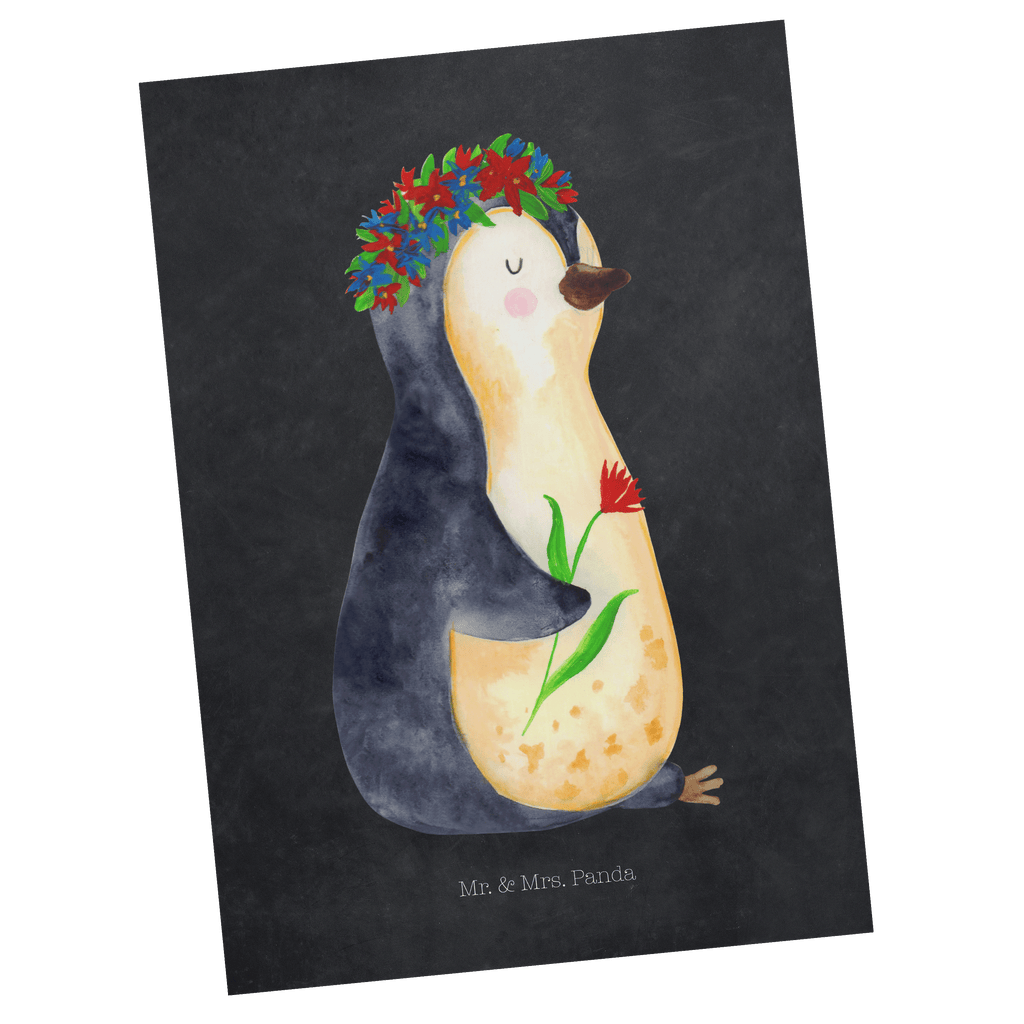 Postkarte Pinguin Blumen Postkarte, Karte, Geschenkkarte, Grußkarte, Einladung, Ansichtskarte, Geburtstagskarte, Einladungskarte, Dankeskarte, Ansichtskarten, Einladung Geburtstag, Einladungskarten Geburtstag, Pinguin, Pinguine, Blumenkranz, Universum, Leben, Wünsche, Ziele, Lebensziele, Motivation, Lebenslust, Liebeskummer, Geschenkidee