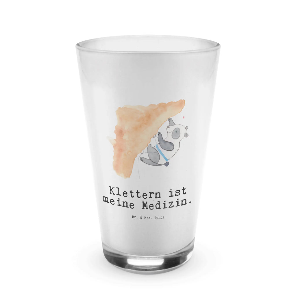 Glas Panda Klettern Cappuccino Glas, Glas, Cappuccino Tasse, Latte Macchiato, Geschenk, Sport, Sportart, Hobby, Schenken, Danke, Dankeschön, Auszeichnung, Gewinn, Sportler, Klettern, Bouldern, Kletterhalle, Klettersport