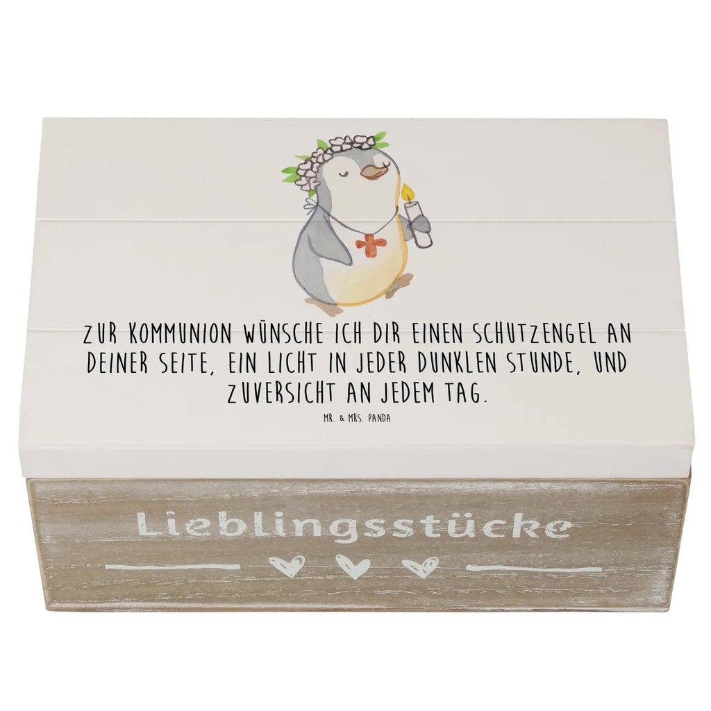 Holzkiste Pinguin Kommunion Mädchen Holzkiste, Kiste, Schatzkiste, Truhe, Schatulle, XXL, Erinnerungsbox, Erinnerungskiste, Dekokiste, Aufbewahrungsbox, Geschenkbox, Geschenkdose, Konfirmation, Kommunion, Jugendweihe, Konfirmation Geschenk, Gott, Gläubig, Alles Gute