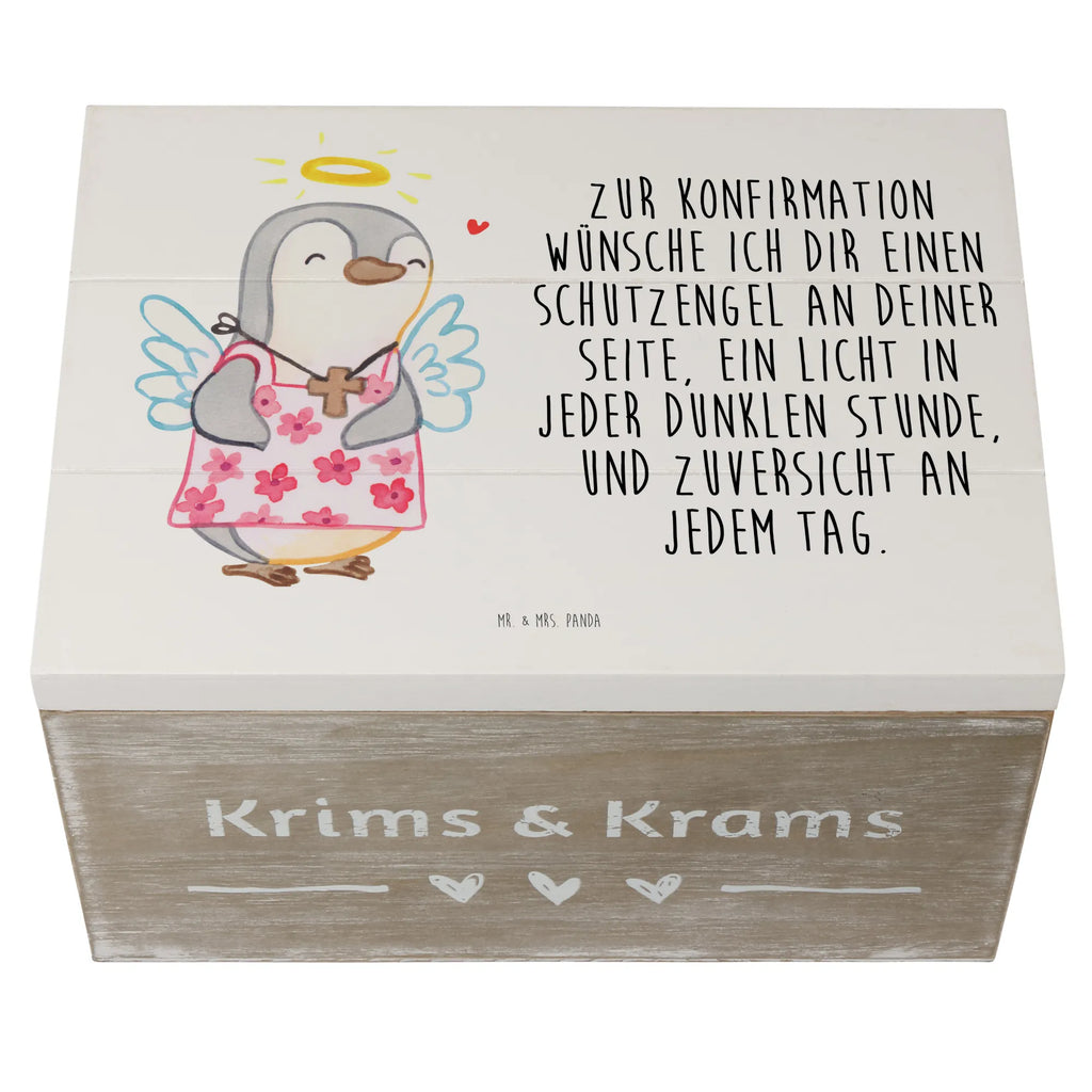 Holzkiste Pinguin Konfirmation Holzkiste, Kiste, Schatzkiste, Truhe, Schatulle, XXL, Erinnerungsbox, Erinnerungskiste, Dekokiste, Aufbewahrungsbox, Geschenkbox, Geschenkdose, Konfirmation, Kommunion, Jugendweihe, Konfirmation Geschenk, Schutzengel, Zuversicht, Vertrauen