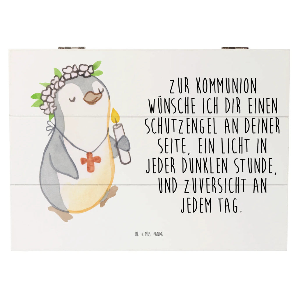 Holzkiste Pinguin Kommunion Mädchen Holzkiste, Kiste, Schatzkiste, Truhe, Schatulle, XXL, Erinnerungsbox, Erinnerungskiste, Dekokiste, Aufbewahrungsbox, Geschenkbox, Geschenkdose, Konfirmation, Kommunion, Jugendweihe, Konfirmation Geschenk, Gott, Gläubig, Alles Gute