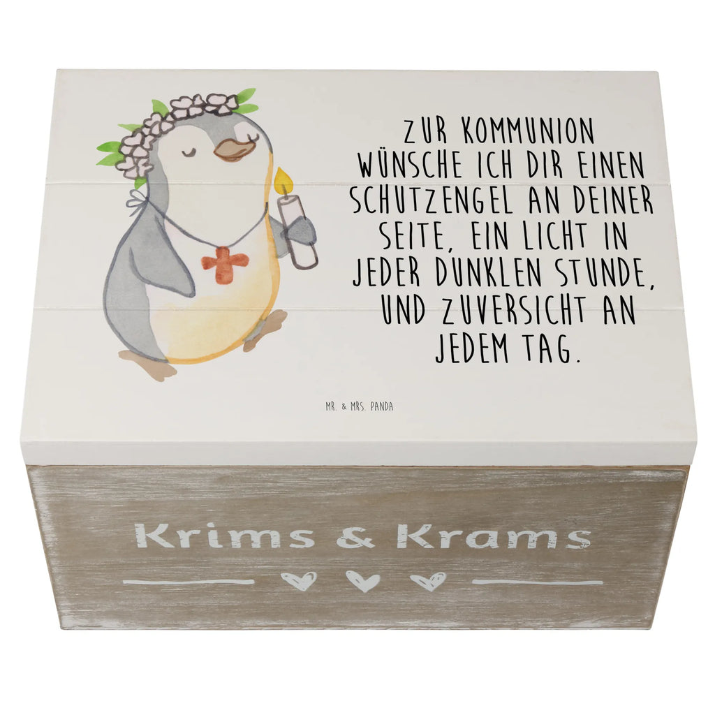 Holzkiste Pinguin Kommunion Mädchen Holzkiste, Kiste, Schatzkiste, Truhe, Schatulle, XXL, Erinnerungsbox, Erinnerungskiste, Dekokiste, Aufbewahrungsbox, Geschenkbox, Geschenkdose, Konfirmation, Kommunion, Jugendweihe, Konfirmation Geschenk, Gott, Gläubig, Alles Gute