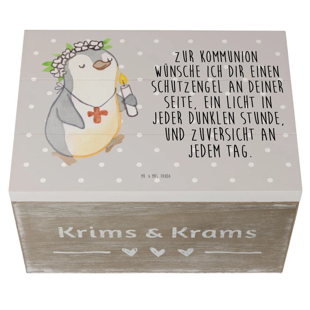 Holzkiste Pinguin Kommunion Mädchen Holzkiste, Kiste, Schatzkiste, Truhe, Schatulle, XXL, Erinnerungsbox, Erinnerungskiste, Dekokiste, Aufbewahrungsbox, Geschenkbox, Geschenkdose, Konfirmation, Kommunion, Jugendweihe, Konfirmation Geschenk, Gott, Gläubig, Alles Gute