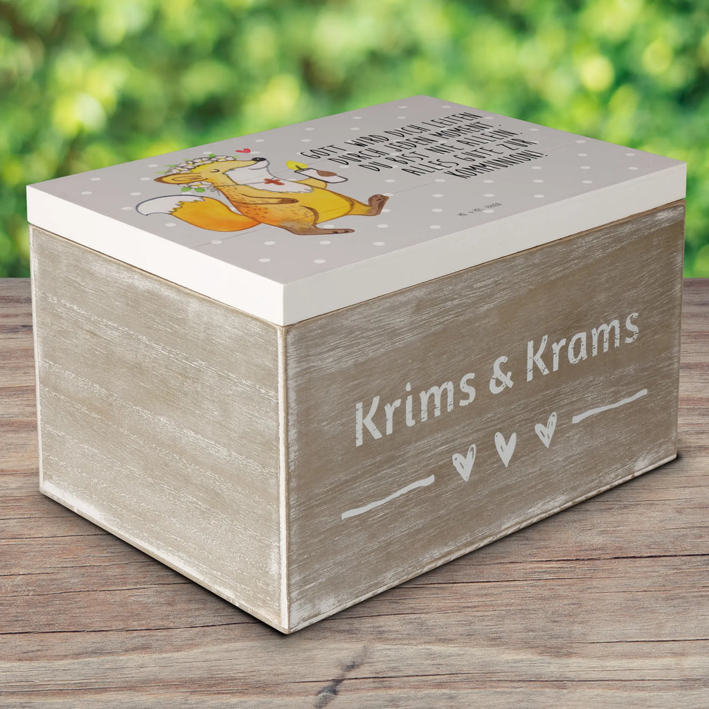 Holzkiste Fuchs Kommunion Mädchen Holzkiste, Kiste, Schatzkiste, Truhe, Schatulle, XXL, Erinnerungsbox, Erinnerungskiste, Dekokiste, Aufbewahrungsbox, Geschenkbox, Geschenkdose, Konfirmation, Kommunion, Jugendweihe, Konfirmation Geschenk, Kommunion Geschenk, Kommunion Dankeschön, Glauben, Liebe, Gott, Gläubig, Mädchen