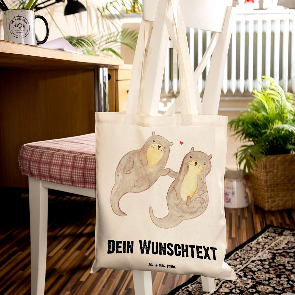 Personalisierte Tragetasche Otter händchenhaltend Personalisierte Beuteltasche, Personalisierter Beutel, Personalisierte Einkaufstasche, Personalisierter Jutebeutel, Personalisierter Stoffbeutel, Tragetasche mit Namen, Einkaufstasche mit Namen, Stoffbeutel mit Namen, Personalisierte Tasche, Personalisierte Jutetasche, Personalisierte Kindergartentasche, Otter, Fischotter, Seeotter, Otter Seeotter See Otter