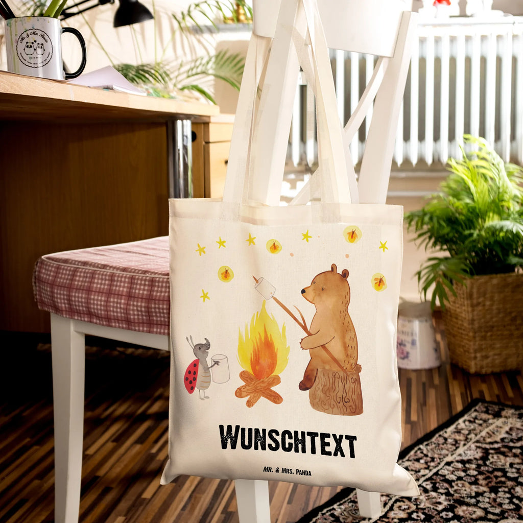 Personalisierte Tragetasche Bär & Marienkäfer Lagerfeuer Personalisierte Beuteltasche, Personalisierter Beutel, Personalisierte Einkaufstasche, Personalisierter Jutebeutel, Personalisierter Stoffbeutel, Tragetasche mit Namen, Einkaufstasche mit Namen, Stoffbeutel mit Namen, Personalisierte Tasche, Personalisierte Jutetasche, Personalisierte Kindergartentasche, Bär, Teddy, Teddybär, Lagerfeuer