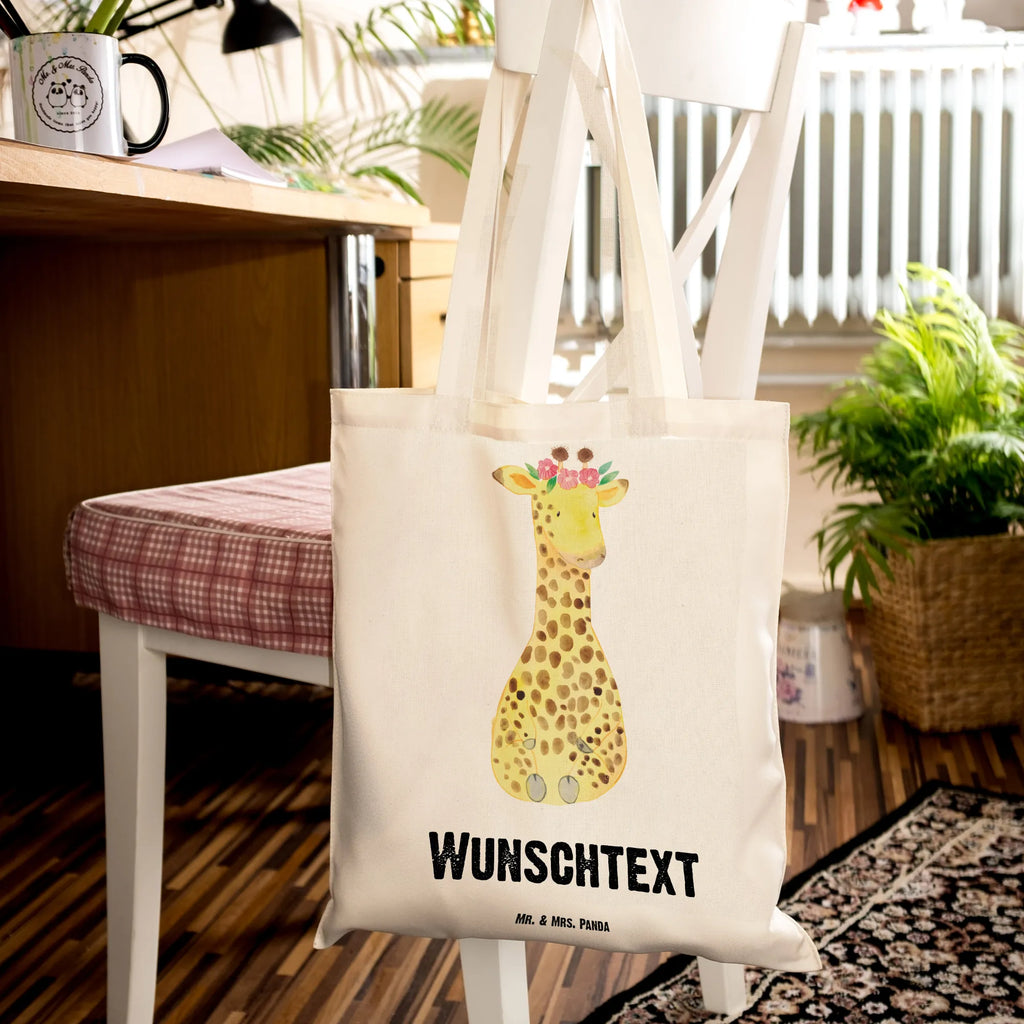 Personalisierte Tragetasche Giraffe Blumenkranz Personalisierte Beuteltasche, Personalisierter Beutel, Personalisierte Einkaufstasche, Personalisierter Jutebeutel, Personalisierter Stoffbeutel, Tragetasche mit Namen, Einkaufstasche mit Namen, Stoffbeutel mit Namen, Personalisierte Tasche, Personalisierte Jutetasche, Personalisierte Kindergartentasche, Afrika, Wildtiere, Giraffe, Blumenkranz, Abenteurer, Selbstliebe, Freundin