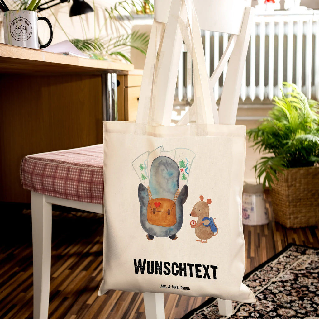 Personalisierte Tragetasche Pinguin & Maus Wanderer Personalisierte Beuteltasche, Personalisierter Beutel, Personalisierte Einkaufstasche, Personalisierter Jutebeutel, Personalisierter Stoffbeutel, Tragetasche mit Namen, Einkaufstasche mit Namen, Stoffbeutel mit Namen, Personalisierte Tasche, Personalisierte Jutetasche, Personalisierte Kindergartentasche, Pinguin, Pinguine, Abenteurer, Abenteuer, Roadtrip, Ausflug, Wanderlust, wandern