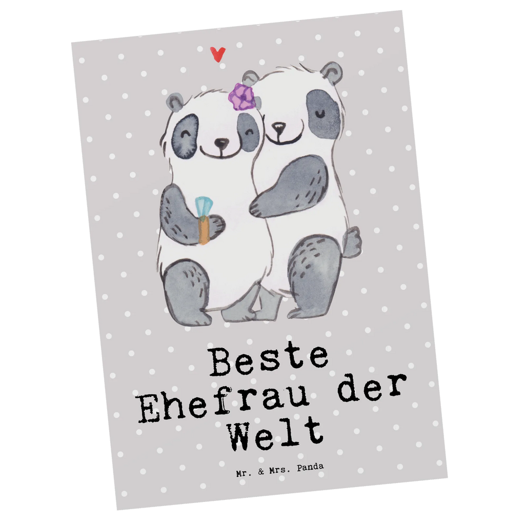 Postkarte Panda Beste Ehefrau der Welt Postkarte, Karte, Geschenkkarte, Grußkarte, Einladung, Ansichtskarte, Geburtstagskarte, Einladungskarte, Dankeskarte, Ansichtskarten, Einladung Geburtstag, Einladungskarten Geburtstag, für, Dankeschön, Geschenk, Schenken, Geburtstag, Geburtstagsgeschenk, Geschenkidee, Danke, Bedanken, Mitbringsel, Freude machen, Geschenktipp, Ehefrau, Beste, Frau, Partnerin, Freundin, Traumfrau, Hochzeit, Liebling, Ehepartner, Ehe, Gattin, Lebensgefährtin, Braut, Kleinigkeit