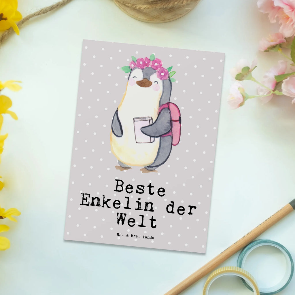 Postkarte Pinguin Beste Enkelin der Welt Postkarte, Karte, Geschenkkarte, Grußkarte, Einladung, Ansichtskarte, Geburtstagskarte, Einladungskarte, Dankeskarte, Ansichtskarten, Einladung Geburtstag, Einladungskarten Geburtstag, für, Dankeschön, Geschenk, Schenken, Geburtstag, Geburtstagsgeschenk, Geschenkidee, Danke, Bedanken, Mitbringsel, Freude machen, Geschenktipp, Enkelin, Enkelkind, Enkeltochter, Oma, Opa, Kind von Tochter, Kind von Sohn, Großtochter, Taufe